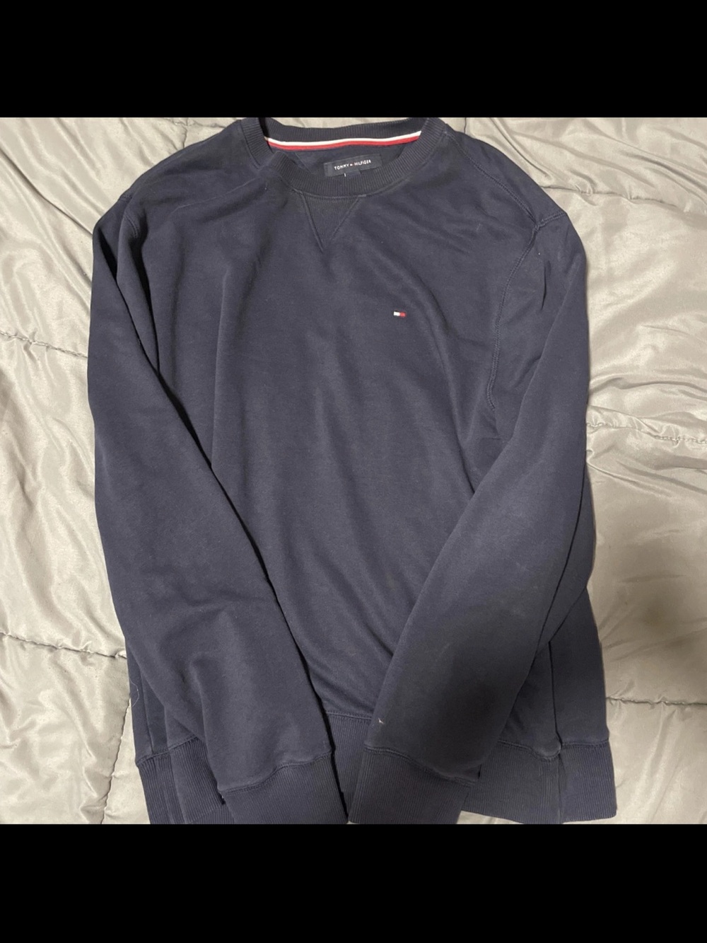 Tommy Hilfiger Dark Navy Crewneck Sweatshirt with Flag Logo